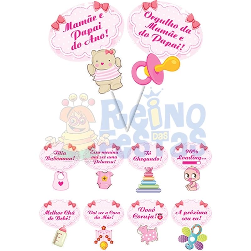 plaquinhas para cha de bebe para imprimir rosa