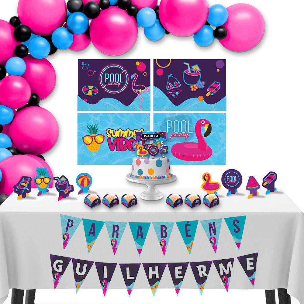 pool party decoração com balões simples