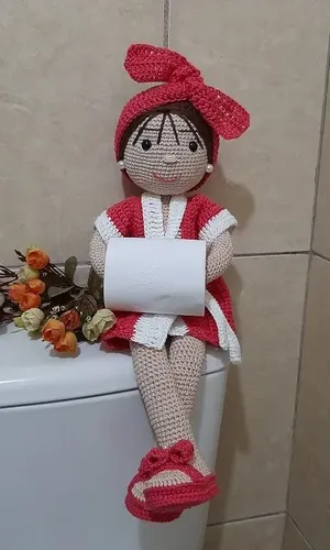 porta papel higiênico de crochê em barbante