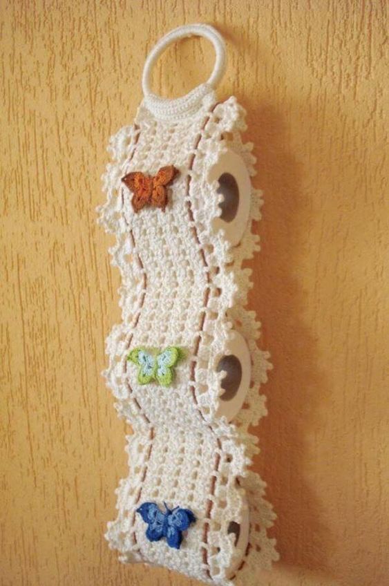suporte papel higiênico crochê decoração
