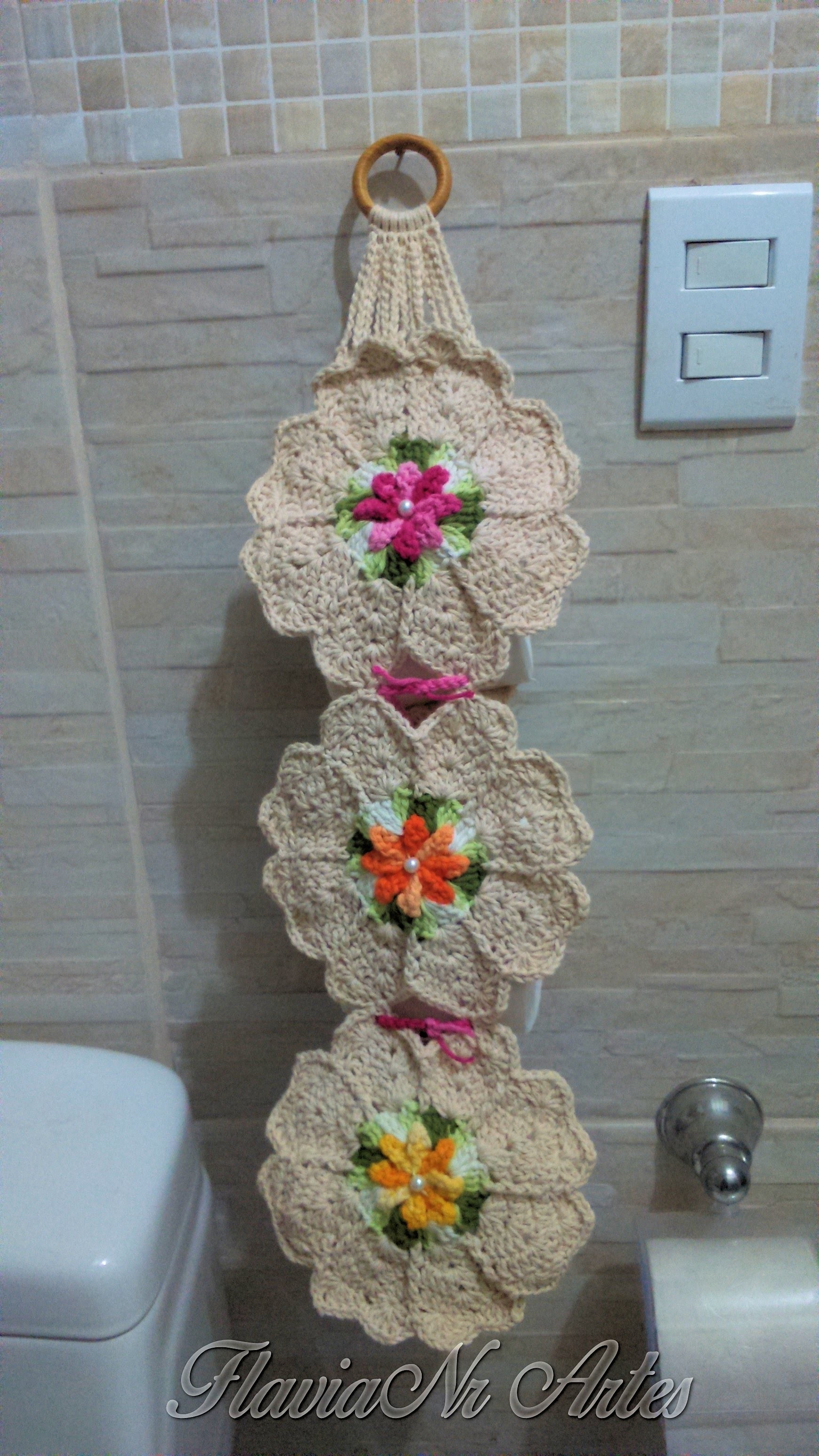 porta papel higiênico de crochê de bancada