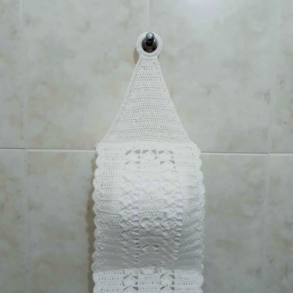 porta papel higiênico de crochê vertical