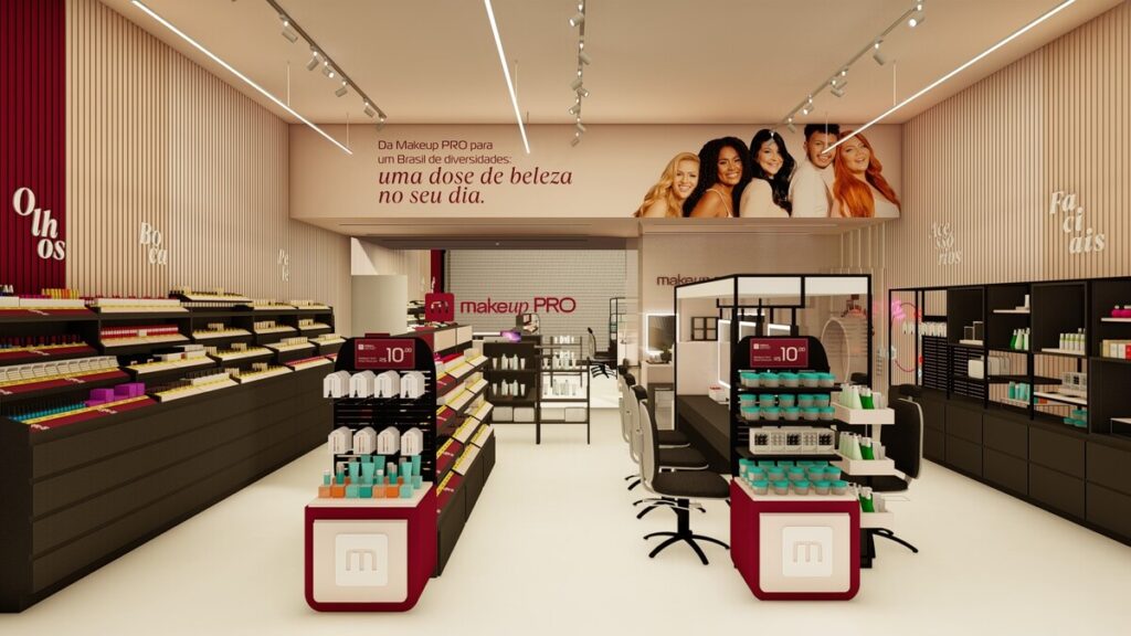 projeto de loja de maquiagem pequena