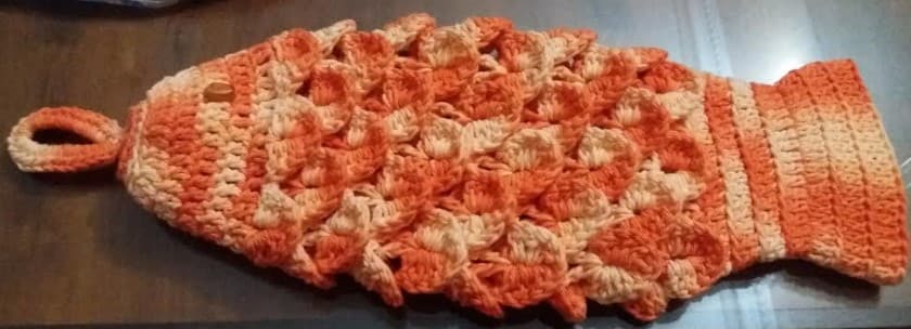 puxa saco de croche peixe