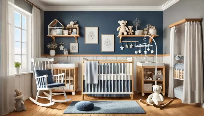 quarto de bebe azul marinho