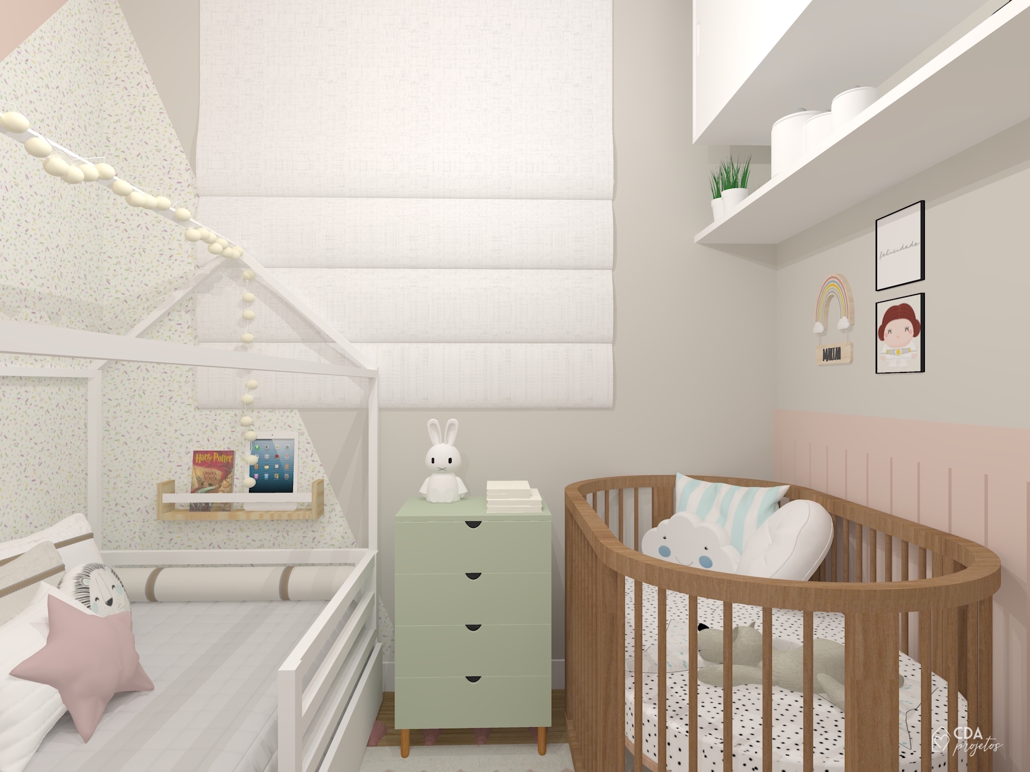 quarto de bebe e irmã mais velha
