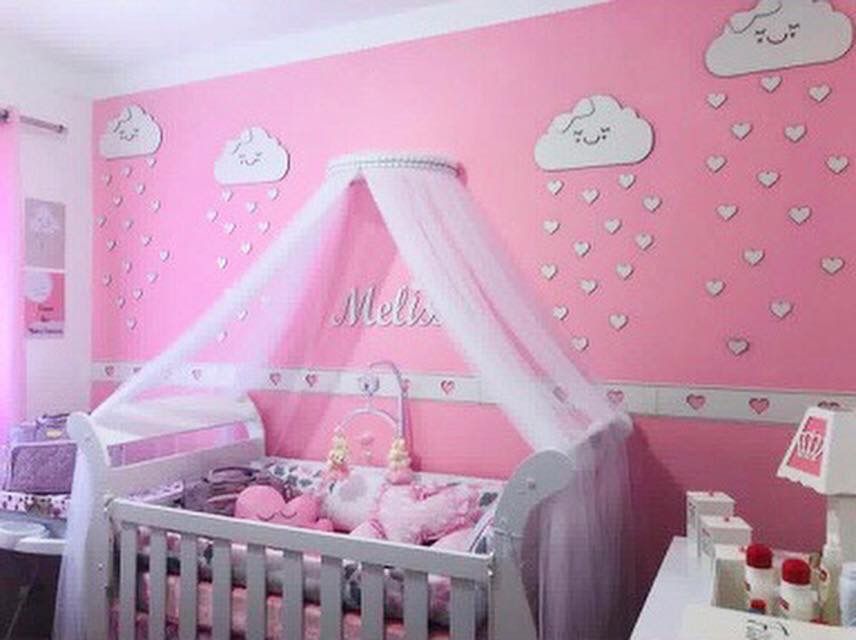 quarto de bebe nuvem rosa