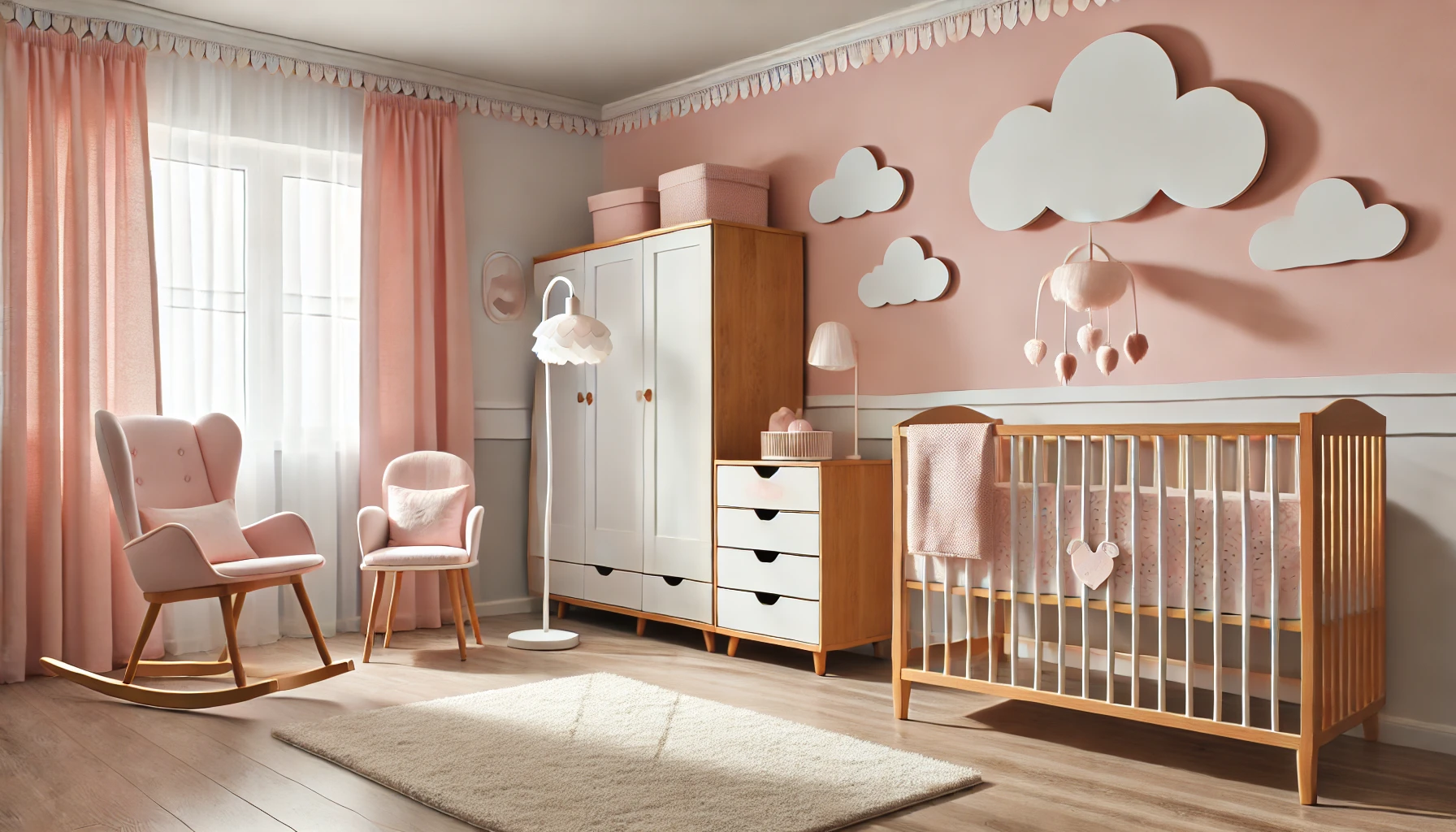 quarto de bebe nuvem rosa