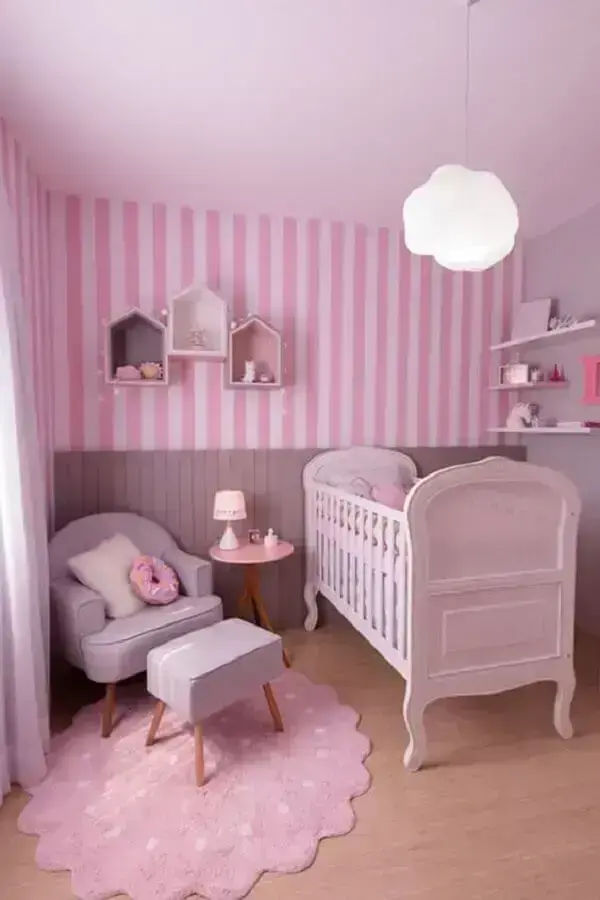 quarto de bebe nuvem rosa