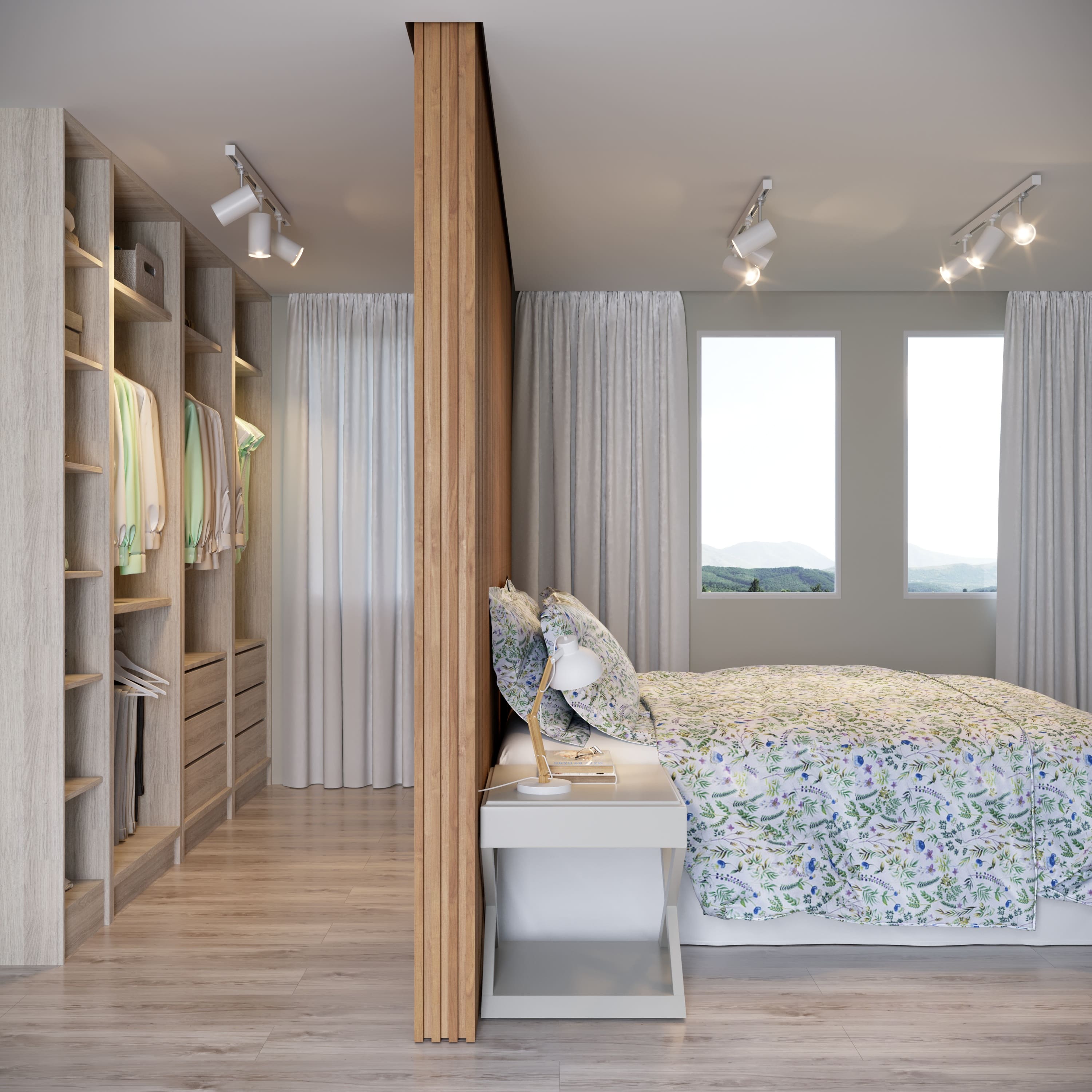 quarto de casal pequeno planejado