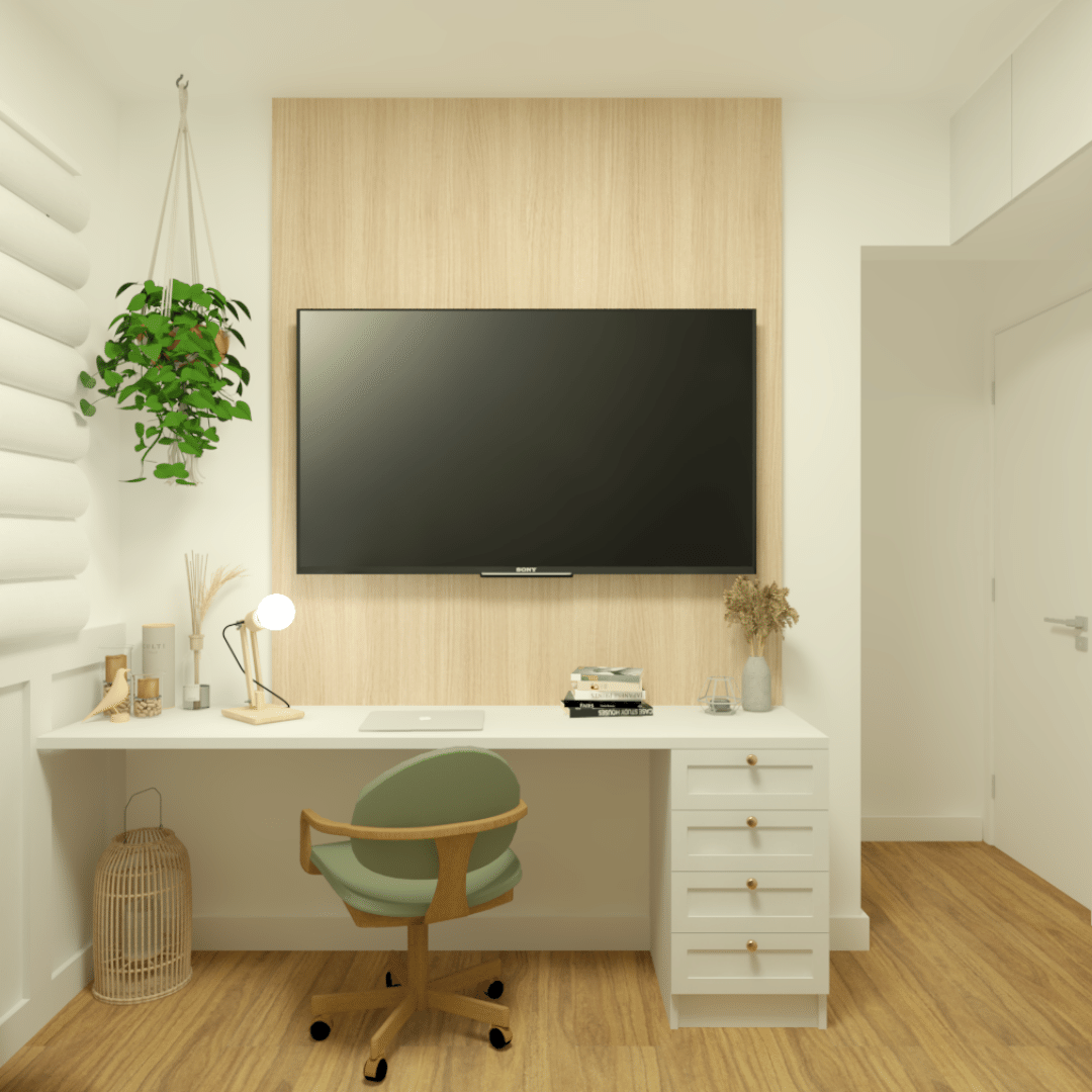 ideias decoração quarto com escritório