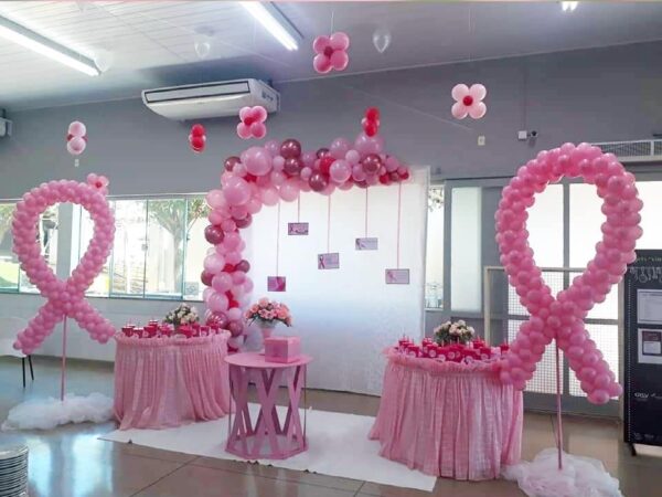 recepção decoração outubro rosa