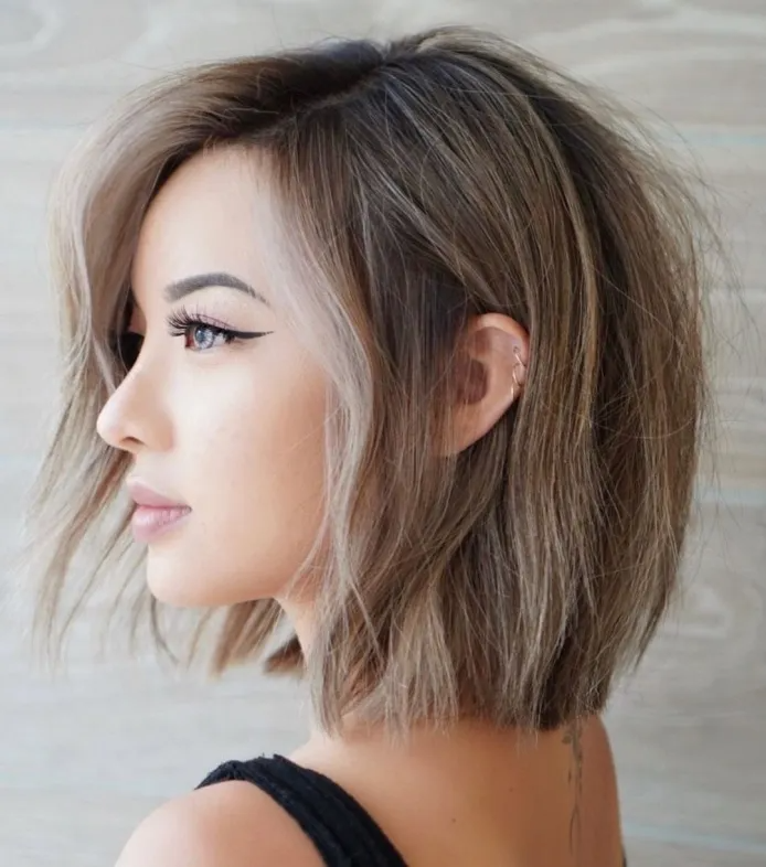 tendências corte de cabelo rosto redondo