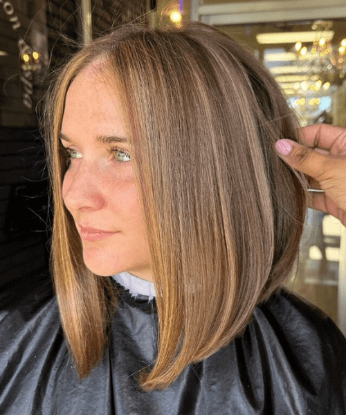 corte long bob para rosto redondo