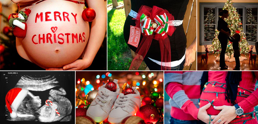 Ideias de looks de Mamãe Noel para ensaio fotográfico de bebê