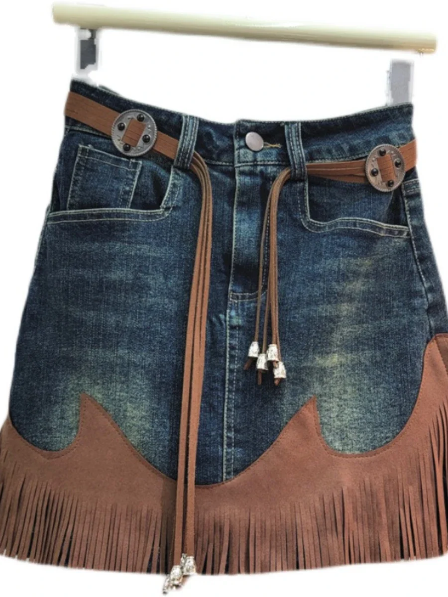 saia jeans com barra de croche