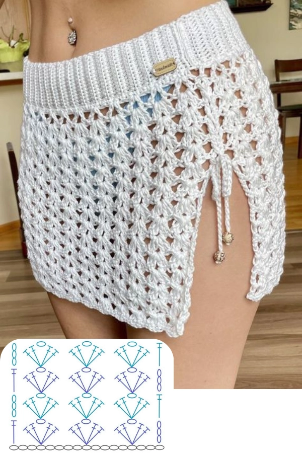 preço saia jeans com barra de crochê pronta