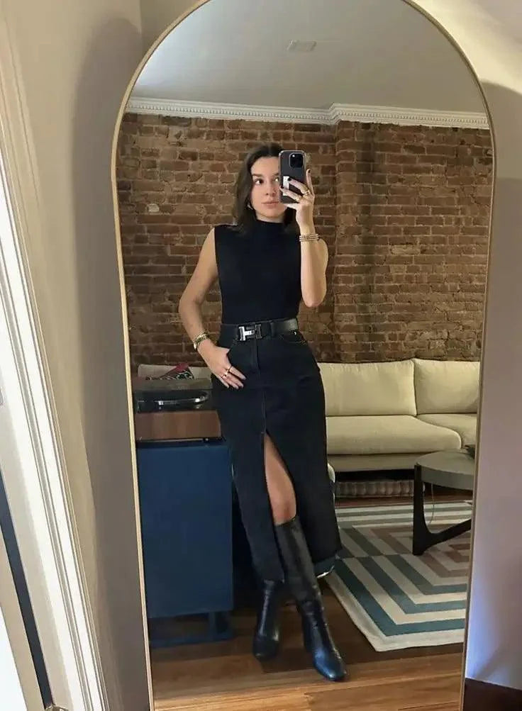 saia longa com bota de inverno