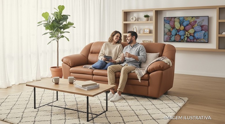 sofá caramelo de couro vs sofá caramelo de tecido qual escolher
