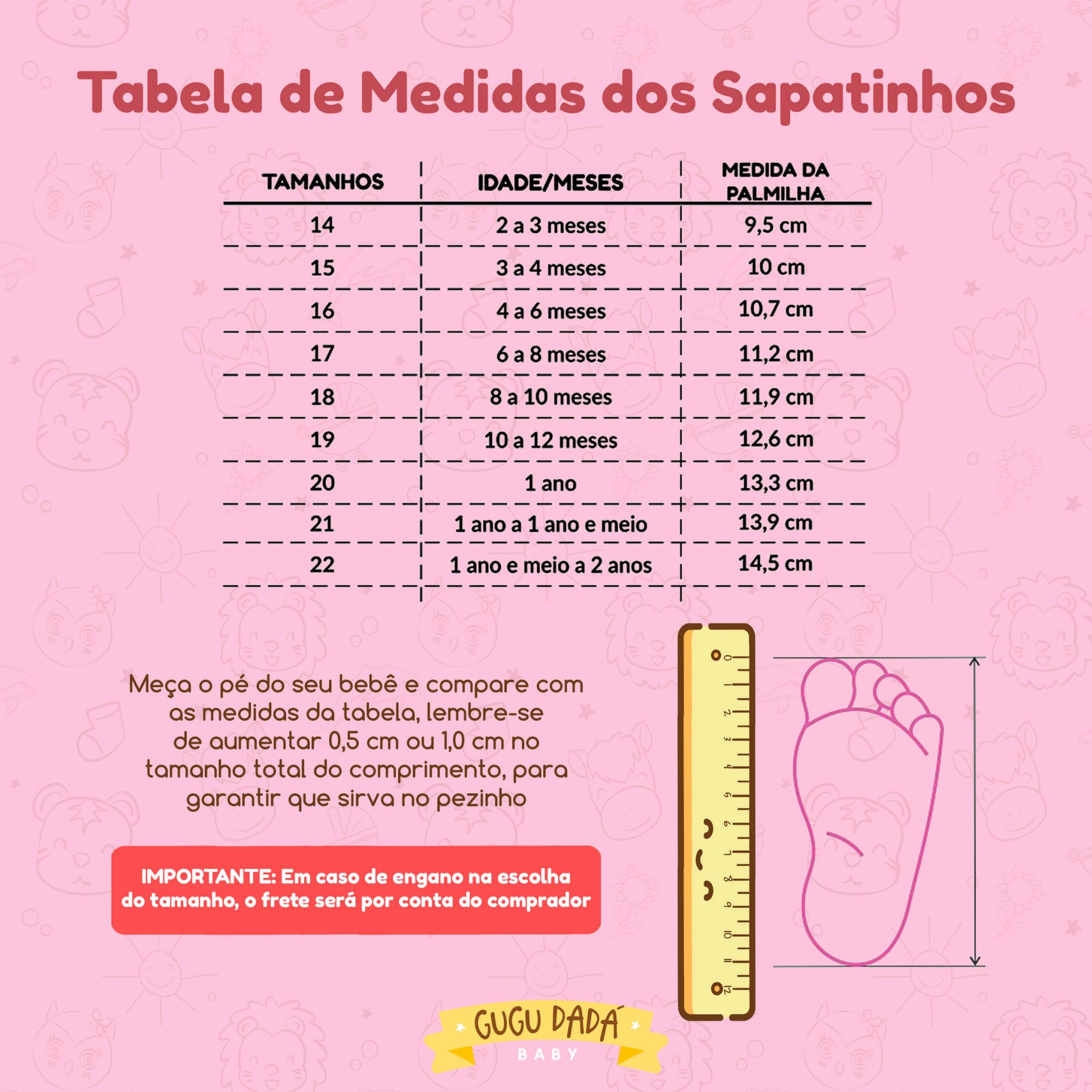 tamanho de calçado bebe