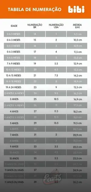 tamanho de sapato de bebe