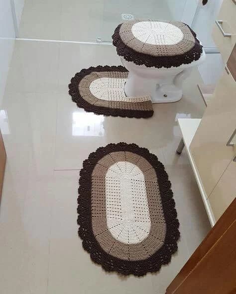 Tapete de crochê com tela antiderrapante