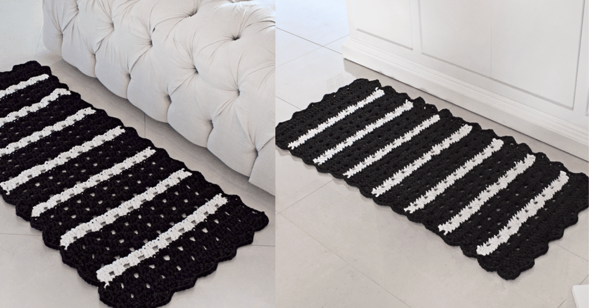 tapete de croche com fio de malha