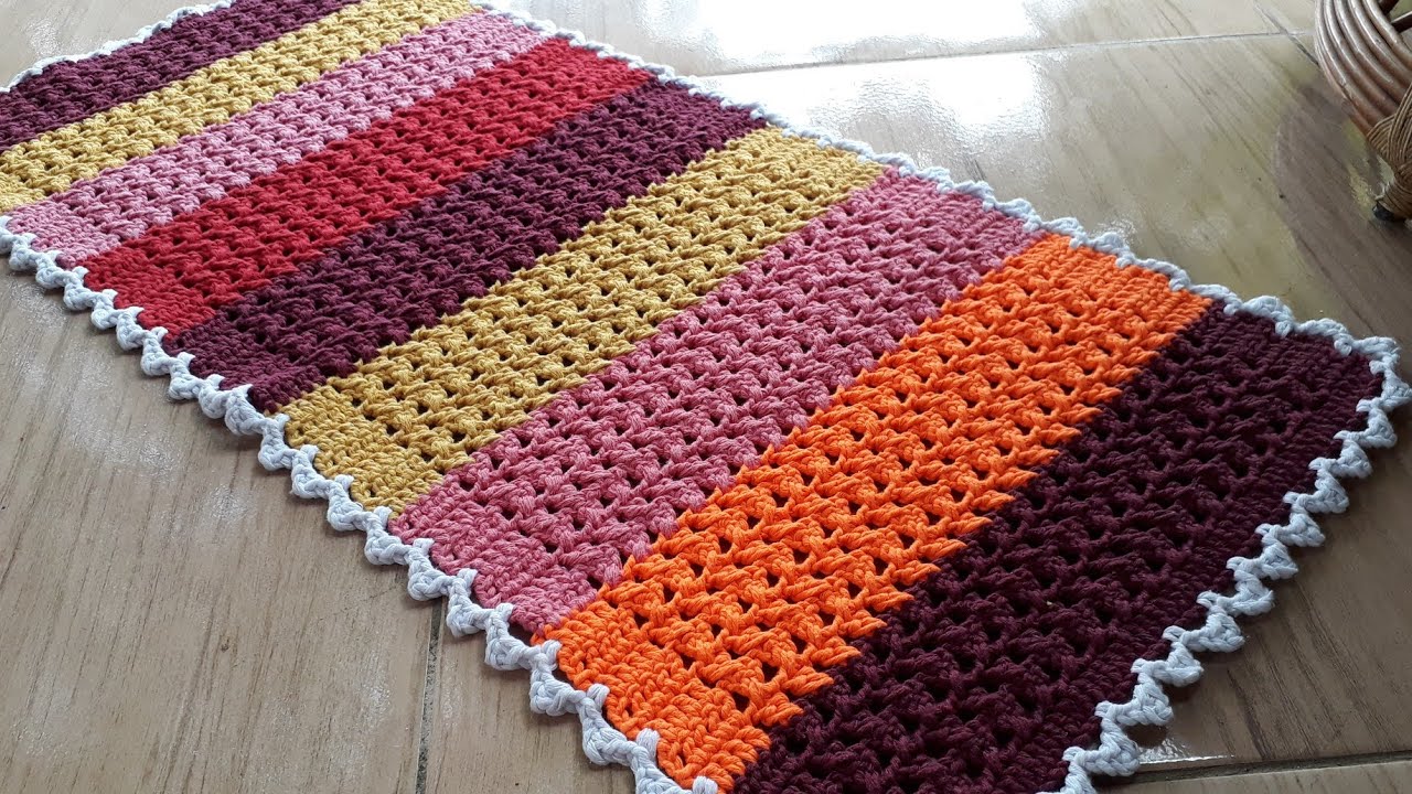 tapete de croche de barbante simples