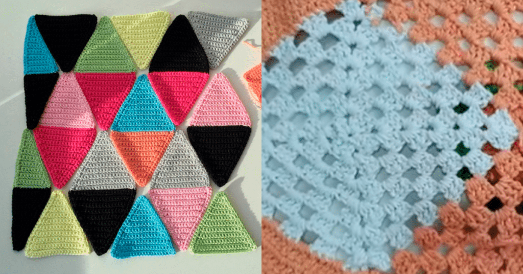 tapete de croche losango com grafico