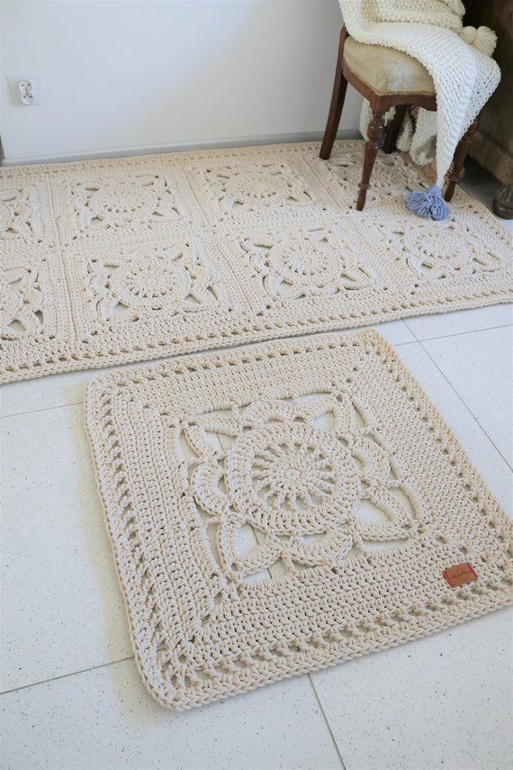 tapete de crochê quadrado vs retangular qual escolher