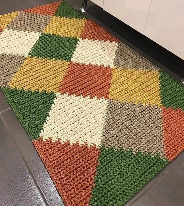 ideias de tapete de crochê quadrado para sala