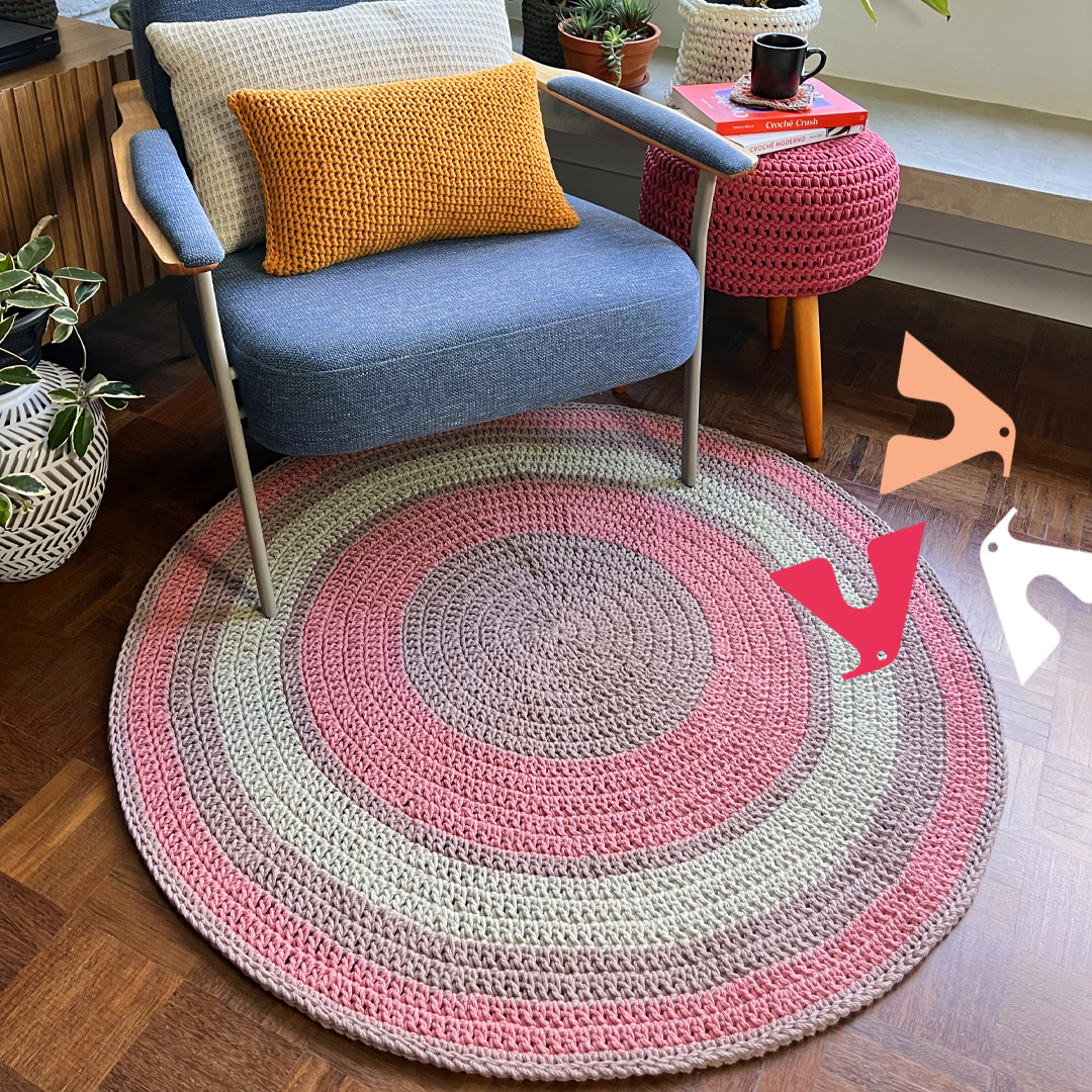 tapete de croche redondo para sala