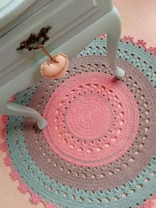 tapete de croche redondo para sala