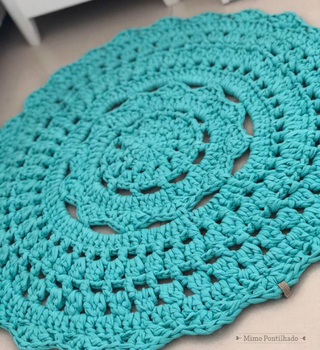 tapete de croche redondo para sala