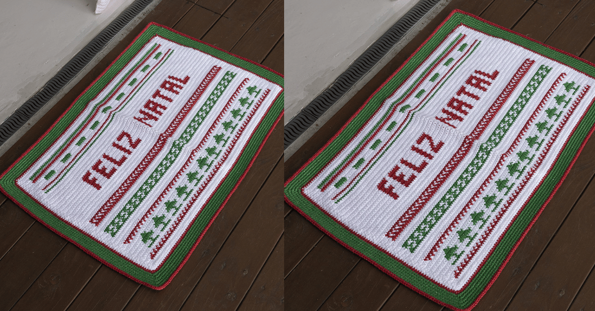 tapete feliz natal croche ponto pipoca ou fio conduzido
