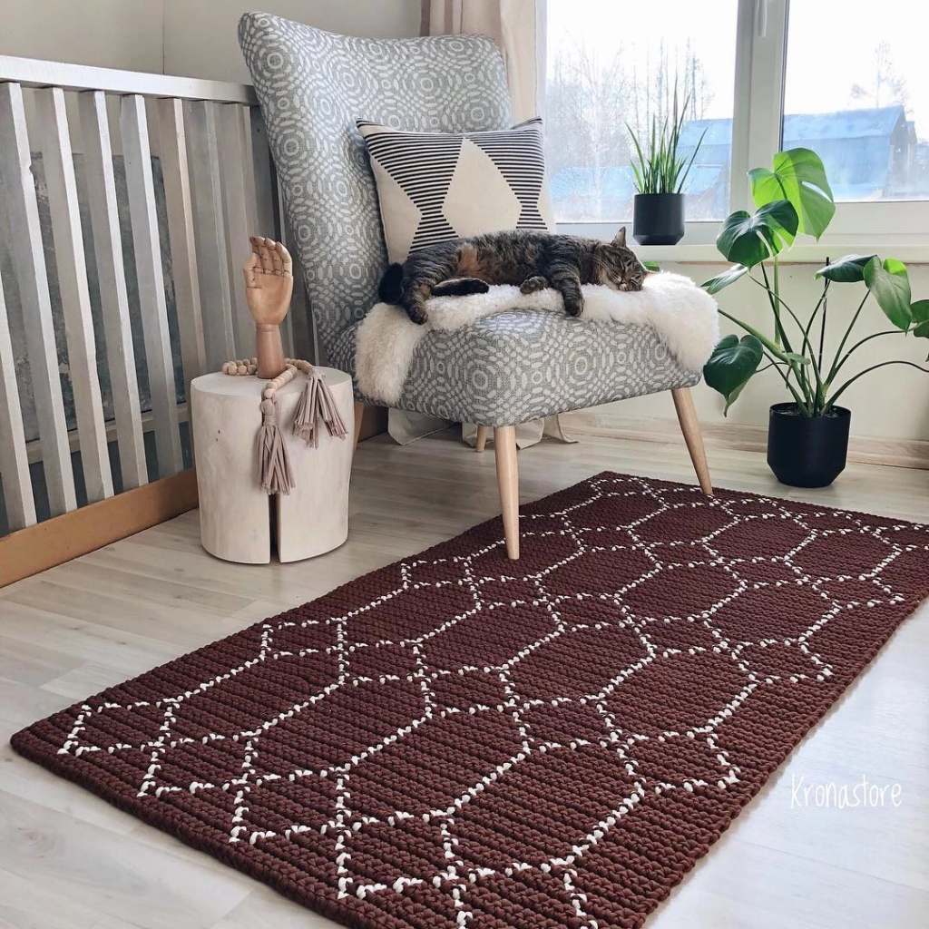 Os Melhores Modelos de Tapete de Crochê com Aplicações em Alto Relevo