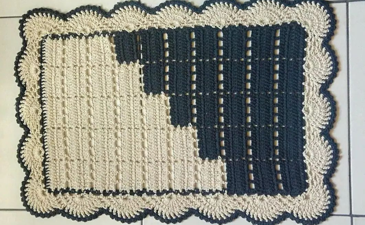 tapetes de croche de barbante para cozinha