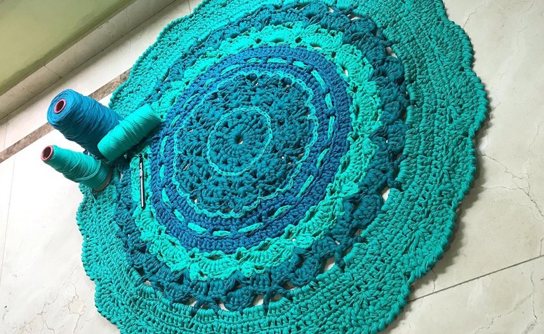 tapetes de croche de barbante para cozinha