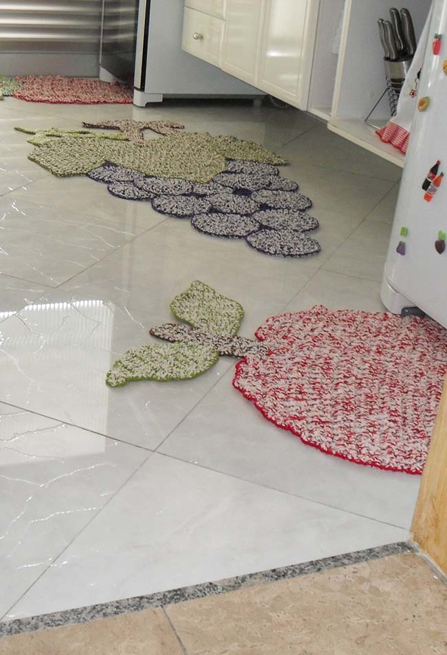 tapetes de croche para cozinha com frutas