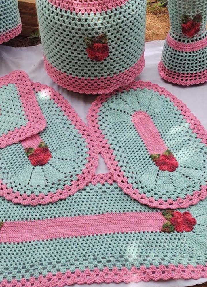 tapetes de croche para cozinha com frutas