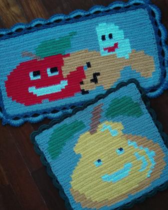 tapetes de croche para cozinha com frutas