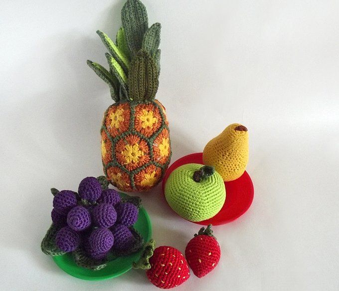tapetes de croche para cozinha com frutas