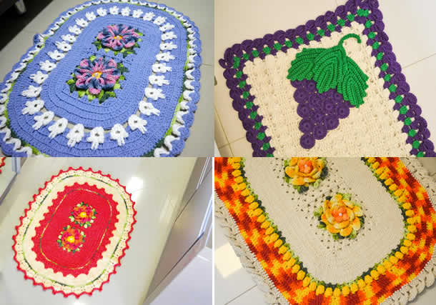 tapetes de croche para cozinha com frutas