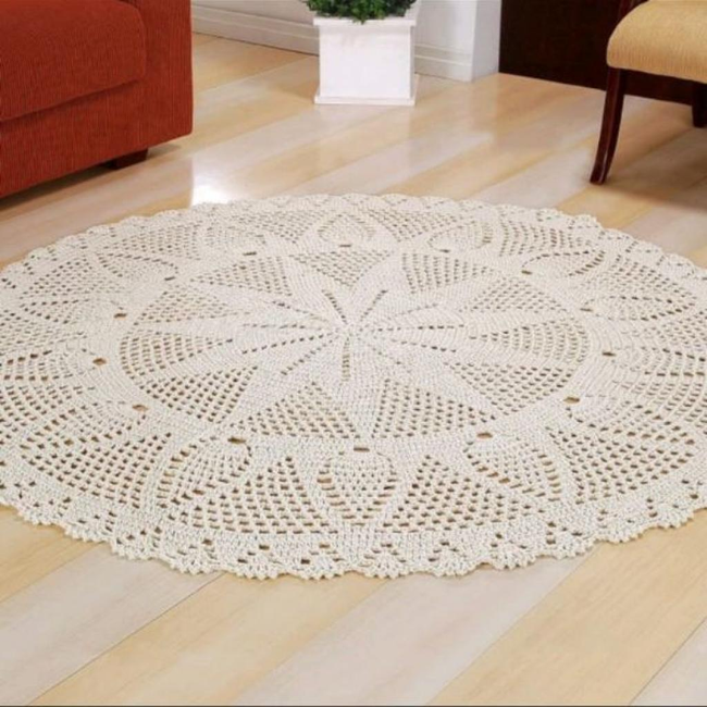 Tapete redondo crochê para quarto de bebê