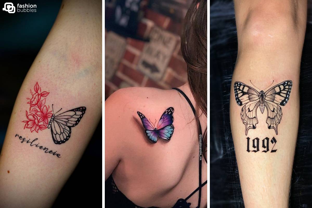 tatuagem borboleta geométrica delicada