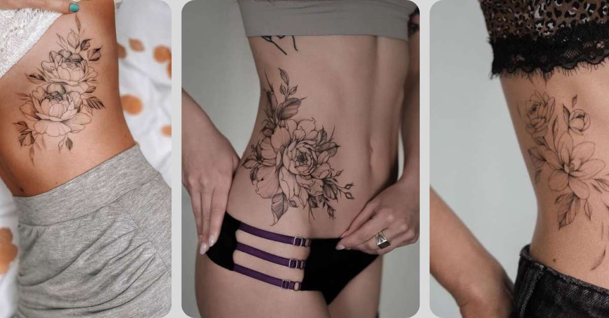 tatuagem feminina barriga flores