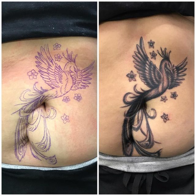 tatuagem feminina barriga cobre estrias