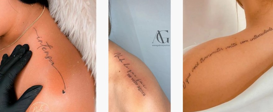 tatuagem feminina ombro frases em inglês