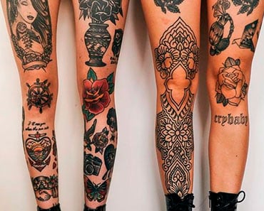 tatuagem feminina delicada canela