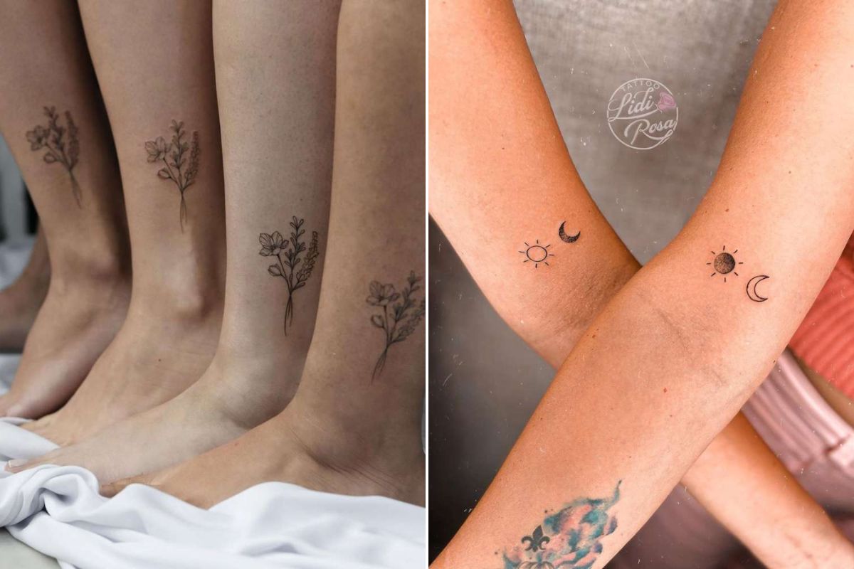 tatuagem geométrica canela feminina
